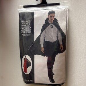 Men's vampire Black Cape with Collar Halloween costume accessory